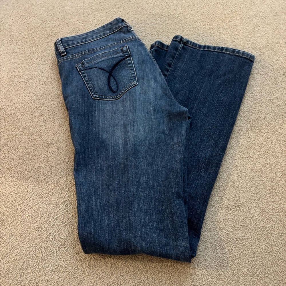 VTG Calvin Klein Blue Flare Wide Leg Bell Botom Denim Jeans Size 10 - Picture 2 of 4